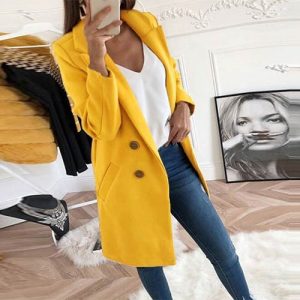 manteau droit femme jaune