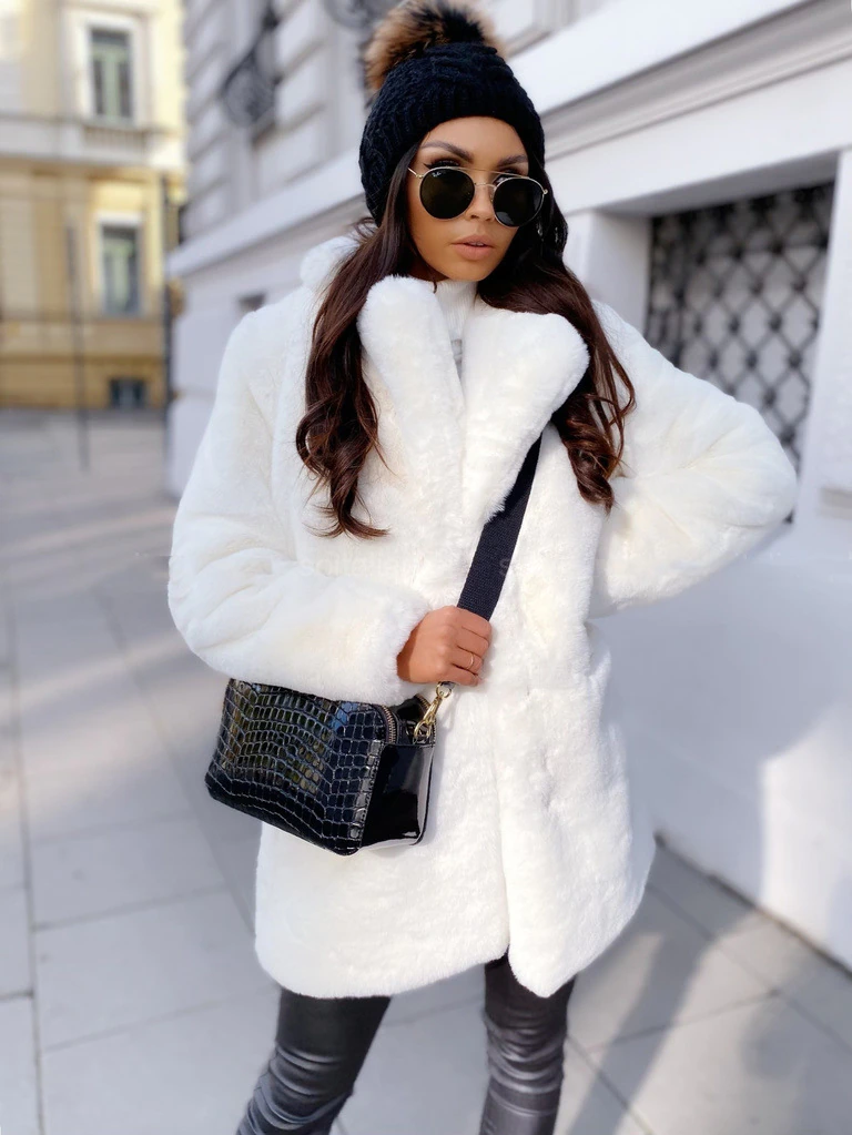 Manteau fausse fourrure blanc - Mila mode chic 